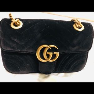 Gucci MARMONT GG  MINI velvet quilted  handbag